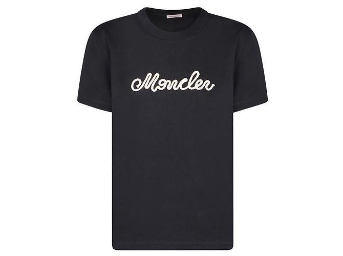 Moncler T-Shirt aus Baumwolle mit Logo-Stickerei Blau - Ansicht 4