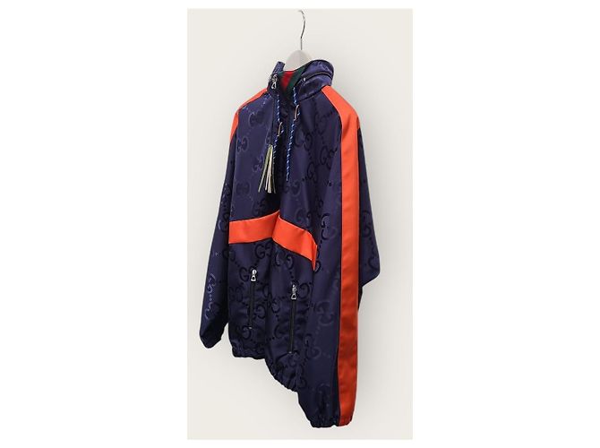 Gucci Anorak con cappuccio in nylon Jumbo GG Blu - vista 2