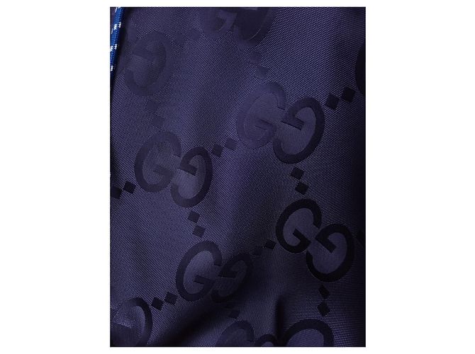 Gucci Anorak con cappuccio in nylon Jumbo GG Blu - vista 3