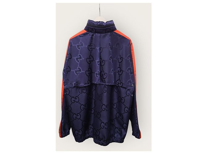 Gucci Anorak con cappuccio in nylon Jumbo GG Blu - vista 4