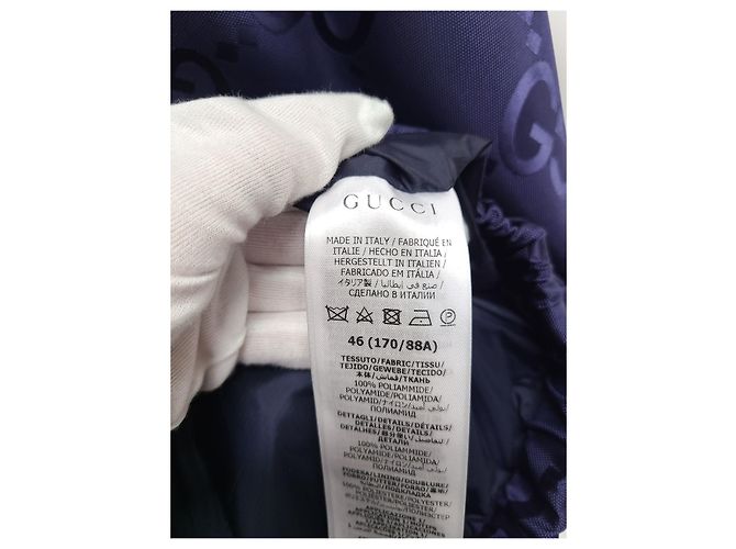 Gucci Anorak con cappuccio in nylon Jumbo GG Blu - vista 5