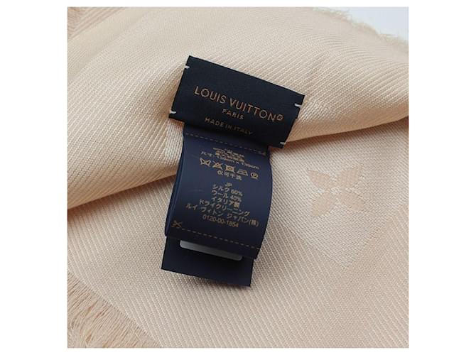 Louis Vuitton Sciarpa in lana e seta con monogramma beige e frange Marrone - vista 3