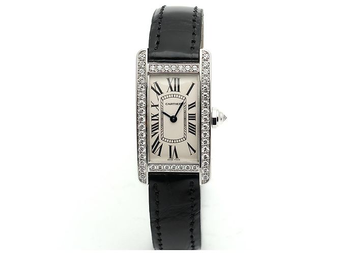Cartier Reloj de mujer de oro blanco Original Diamond American Tank Small con doble hebilla D en oro - vista 11