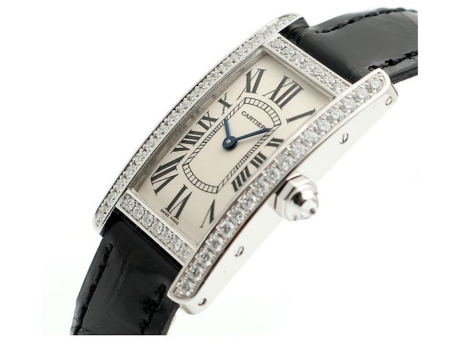 Cartier Reloj de mujer de oro blanco Original Diamond American Tank Small con doble hebilla D en oro - vista 12