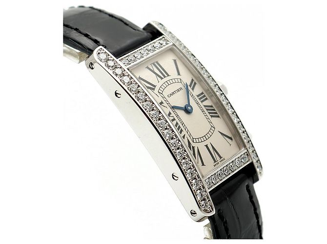 Cartier Reloj de mujer de oro blanco Original Diamond American Tank Small con doble hebilla D en oro - vista 14
