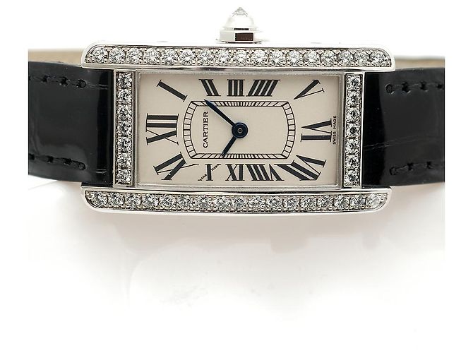 Cartier Reloj de mujer de oro blanco Original Diamond American Tank Small con doble hebilla D en oro - vista 15