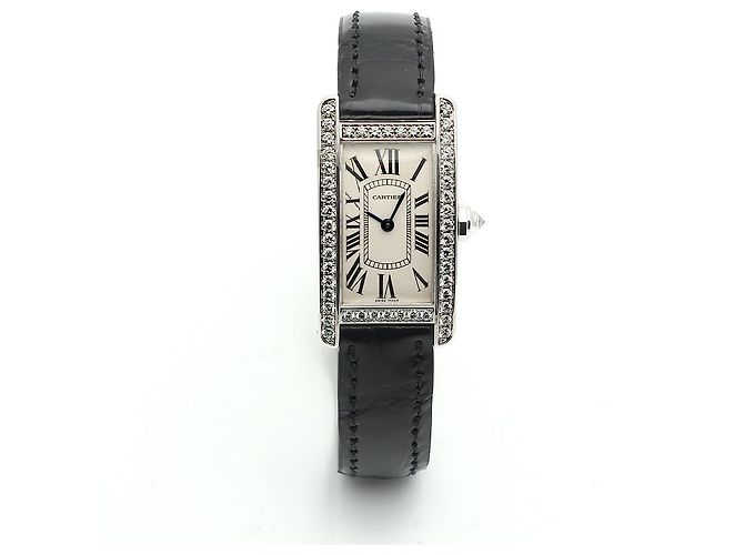 Cartier Reloj de mujer de oro blanco Original Diamond American Tank Small con doble hebilla D en oro - vista 16
