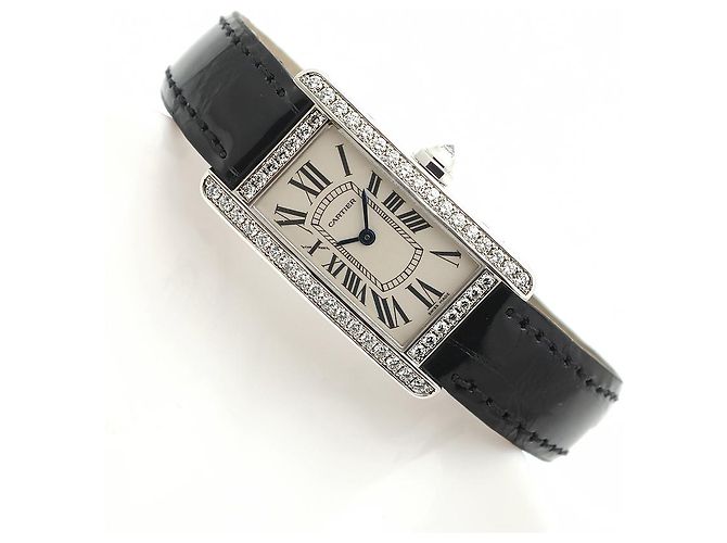 Cartier Reloj de mujer de oro blanco Original Diamond American Tank Small con doble hebilla D en oro - vista 17