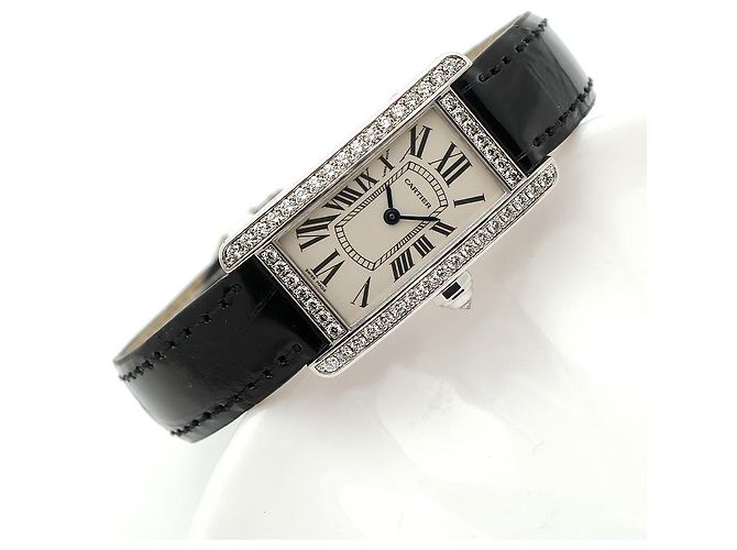 Cartier Reloj de mujer de oro blanco Original Diamond American Tank Small con doble hebilla D en oro - vista 18