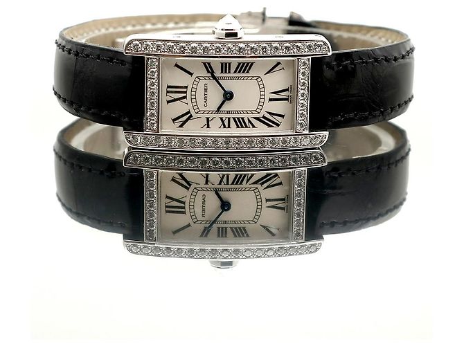 Cartier Reloj de mujer de oro blanco Original Diamond American Tank Small con doble hebilla D en oro - vista 19