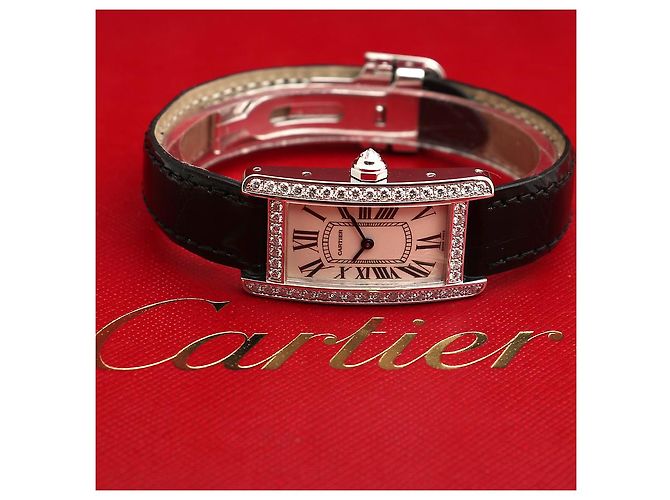 Cartier Reloj de mujer de oro blanco Original Diamond American Tank Small con doble hebilla D en oro - vista 2