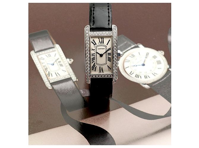 Cartier Reloj de mujer de oro blanco Original Diamond American Tank Small con doble hebilla D en oro - vista 22