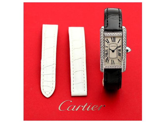 Cartier Reloj de mujer de oro blanco Original Diamond American Tank Small con doble hebilla D en oro - vista 23