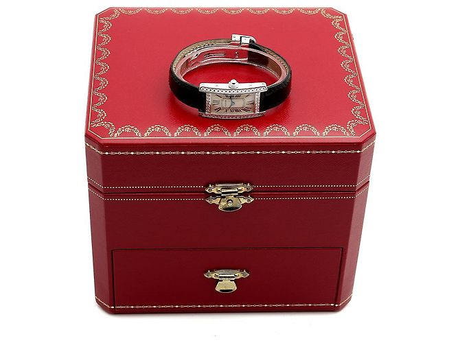Cartier Reloj de mujer de oro blanco Original Diamond American Tank Small con doble hebilla D en oro - vista 24