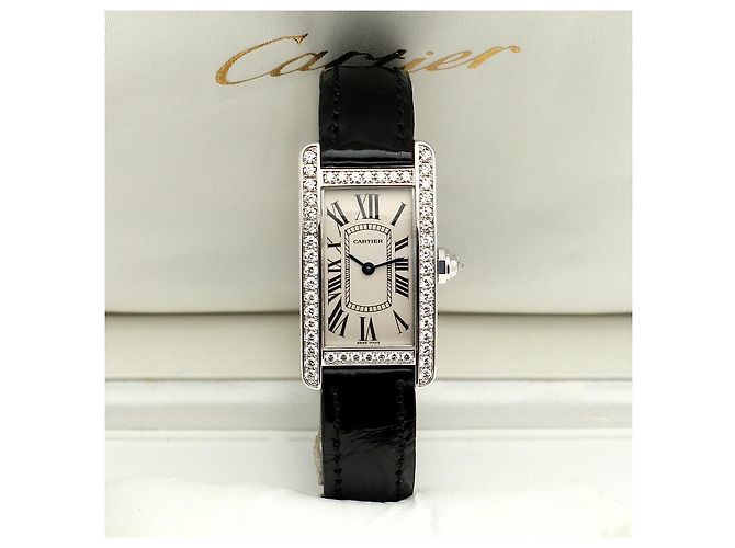 Cartier Reloj de mujer de oro blanco Original Diamond American Tank Small con doble hebilla D en oro - vista 25
