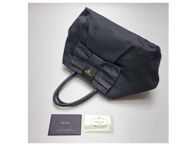 Prada Nylon-Tote-Bag mit Band Schwarz - Ansicht 10