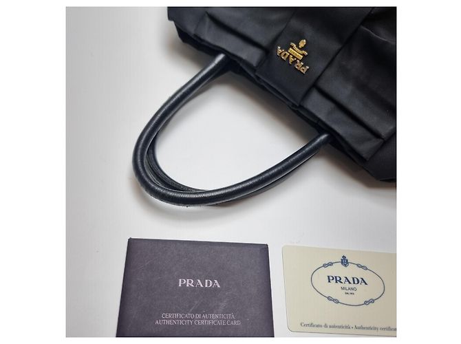 Prada Nylon-Tote-Bag mit Band Schwarz - Ansicht 11