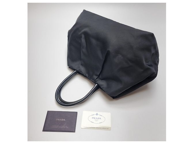 Prada Nylon-Tote-Bag mit Band Schwarz - Ansicht 12