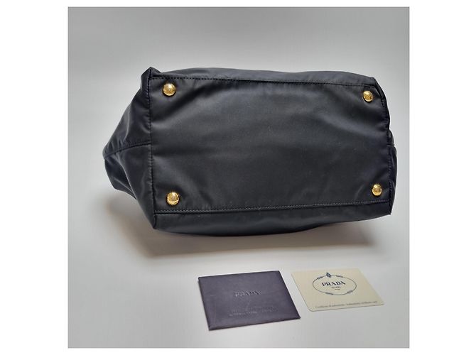 Prada Nylon-Tote-Bag mit Band Schwarz - Ansicht 16