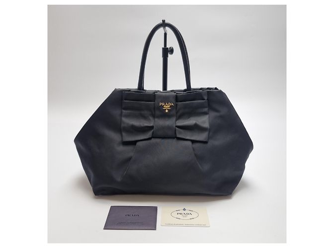 Prada Nylon-Tote-Bag mit Band Schwarz - Ansicht 2