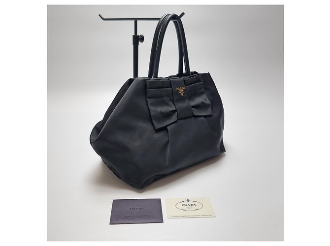 Prada Nylon-Tote-Bag mit Band Schwarz - Ansicht 5