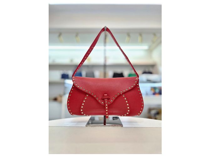 16 Céline Mini-Schultertasche mit Nieten Rot - Ansicht 8
