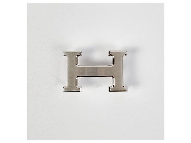 Hermès Reversible Buckle Black Chocolate Silver Matte Men's Leather Belt Silvery - view 8