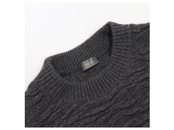 Dior Grauer strukturierter Kaschmirstrickpullover für Herren Braun - vista 5