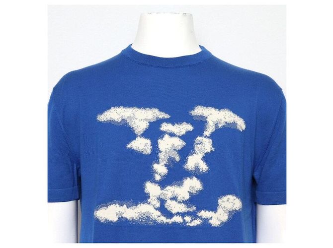 Louis Vuitton Kurzärmeliges Strick-T-Shirt für Herren Cloud LV Blau - Ansicht 2