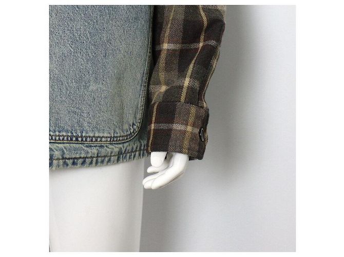 Gucci Check Sleeve Back Logo Lettering Men's Denim Jacket - view 3