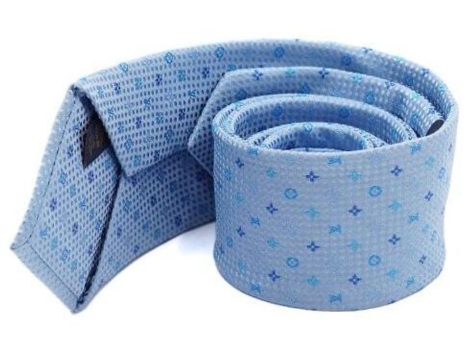 Louis Vuitton Monogram Silk Men's Tie Blue - view 2