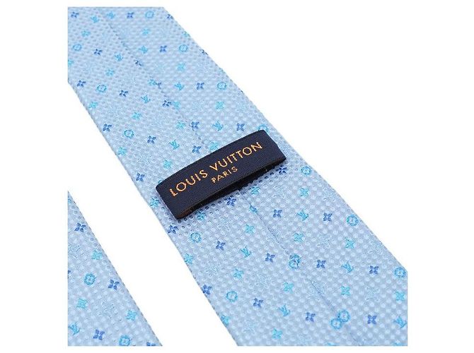 Louis Vuitton Monogram Silk Men's Tie Blue - view 6