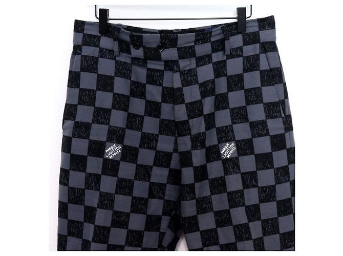 Louis Vuitton Pantaloni Cigarette Damier da uomo Nero - vista 2