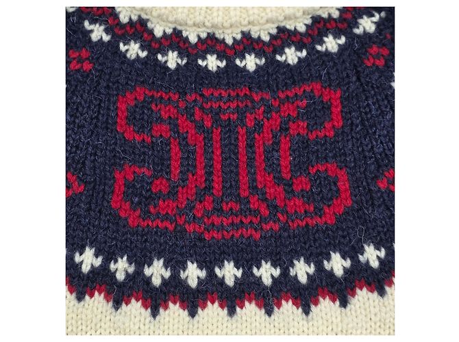 Céline Suéter de punto Fair Isle Triomphe para mujer Blanco - vista 3