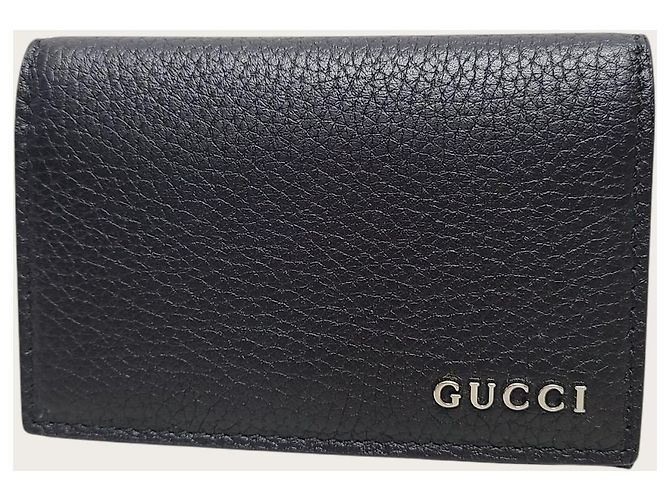 Gucci Black Logo Leather Card Case Wallet - view 2