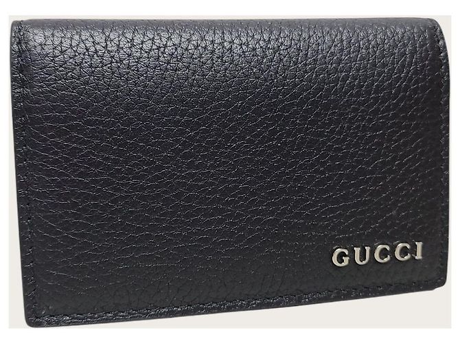 Gucci Black Logo Leather Card Case Wallet - view 3