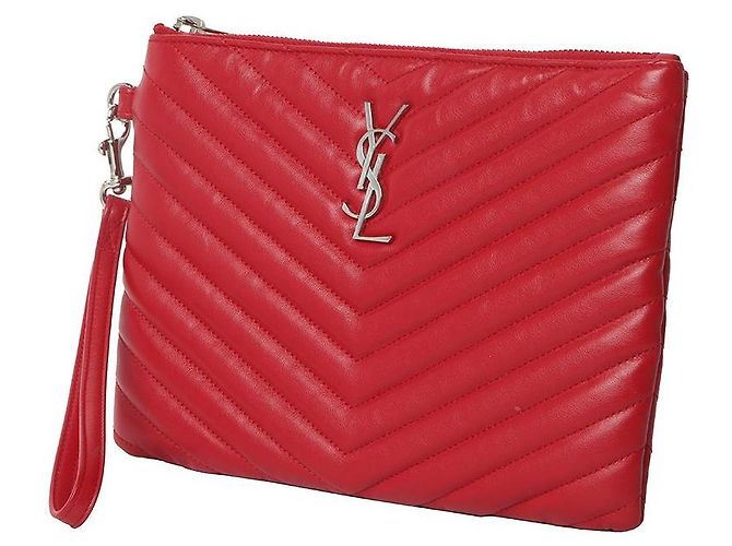 Saint Laurent Clutch Matelassé Small Rosso - vista 2