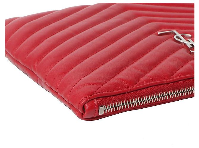 Saint Laurent Clutch Matelassé Small Rosso - vista 5