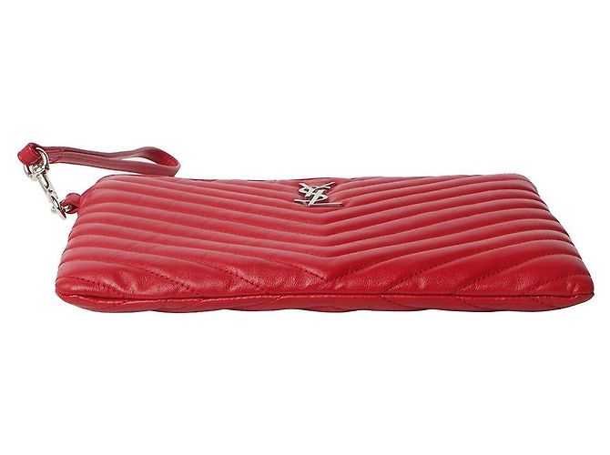 Saint Laurent Clutch Matelassé Small Rosso - vista 6