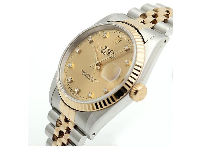 Rolex Relógio Datejust Masculino Combi Champagne Gold Original Diamond Dourado - vista 10