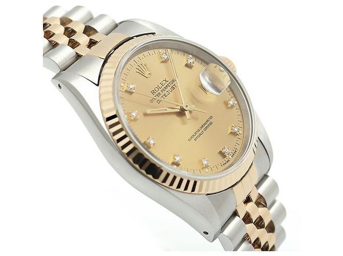 Rolex Relógio Datejust Masculino Combi Champagne Gold Original Diamond Dourado - vista 11
