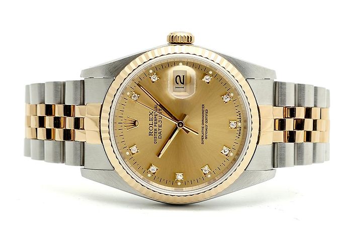 Rolex Relógio Datejust Masculino Combi Champagne Gold Original Diamond Dourado - vista 18