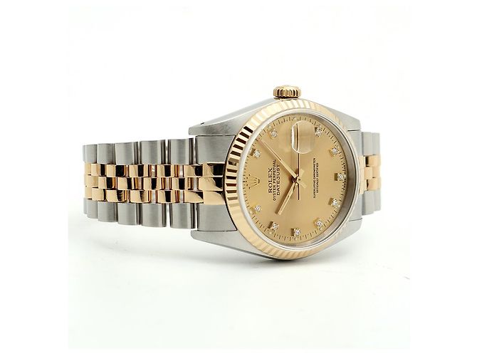Rolex Relógio Datejust Masculino Combi Champagne Gold Original Diamond Dourado - vista 19