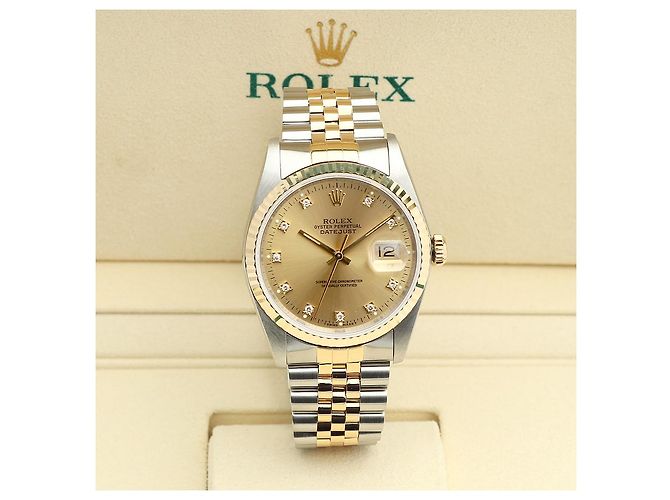 Rolex Relógio Datejust Masculino Combi Champagne Gold Original Diamond Dourado - vista 2