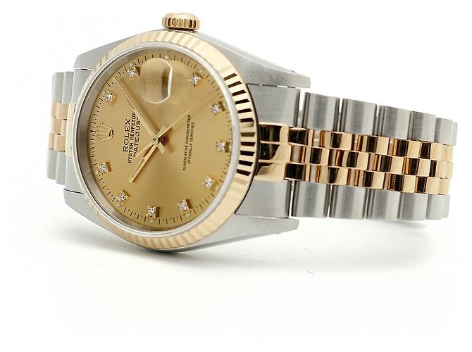Rolex Relógio Datejust Masculino Combi Champagne Gold Original Diamond Dourado - vista 20
