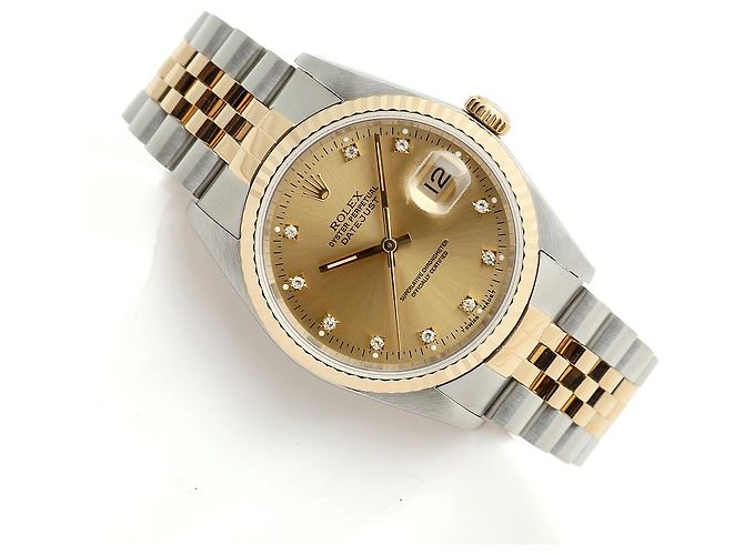 Rolex Relógio Datejust Masculino Combi Champagne Gold Original Diamond Dourado - vista 21