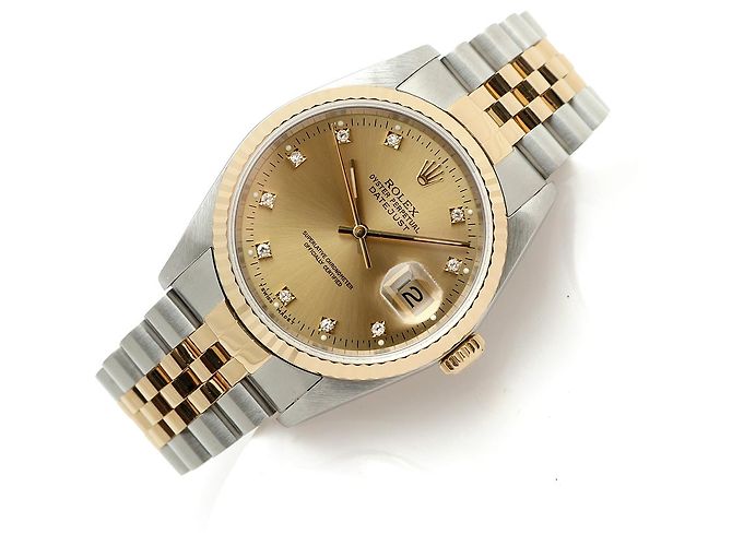 Rolex Relógio Datejust Masculino Combi Champagne Gold Original Diamond Dourado - vista 22