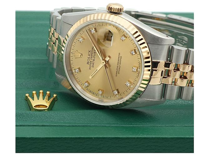 Rolex Relógio Datejust Masculino Combi Champagne Gold Original Diamond Dourado - vista 24