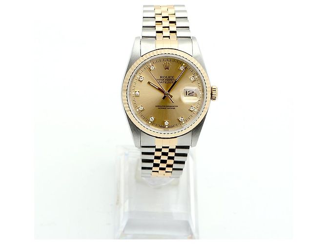 Rolex Relógio Datejust Masculino Combi Champagne Gold Original Diamond Dourado - vista 3