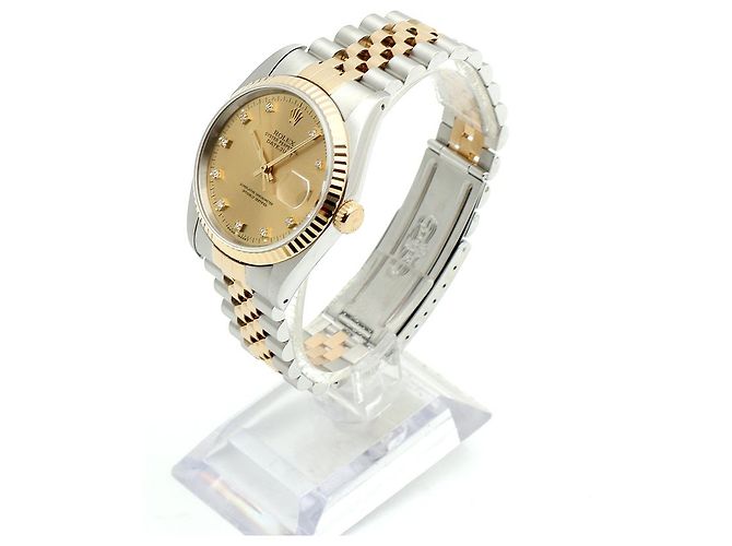 Rolex Relógio Datejust Masculino Combi Champagne Gold Original Diamond Dourado - vista 4